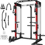Power Cage, 2000LBS Multi-Function C21 Power Rack with Dual Pulley Cable Crossover System, All-in-One Squat Rack with More Training Attachments, Cable Machine for Home Gym