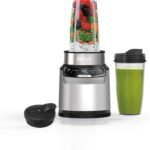Ninja | Blender | Nutri Pro | Single Serve | For Smoothies, Salsa, Shakes and Frozen Drinks | Includes 2 Smoothie Cups & Lids | Crushes Ice, Fruit & Veggies |Silver | BN401