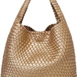 Queenoris Fashion Woven Purse for Women Top-handle Shoulder Bag Soft Summer Hobo Tote Bag