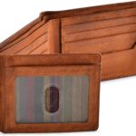 BULL GUARD RFID Blocking Bifold Wallets for Men, Brown Full Grain Leather Credit Card Wallet with 2 ID Windows Premium Security and High Capacity