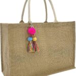 Hibala Woven Large Beach Bag Straw Beach Tote Handmade Weaving Shoulder Tassel Bag Handbag