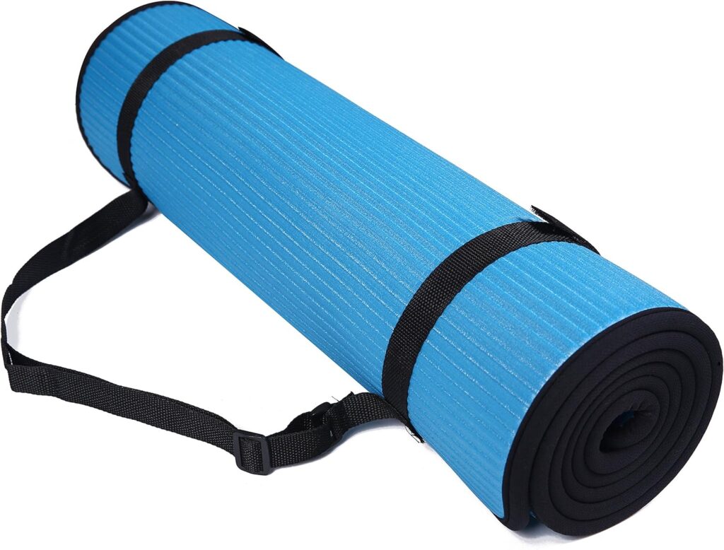 Fitvids All-Purpose 2/5-Inch (10mm) Extra Thick High Density Anti-Slip Exercise Pilates Yoga Mat with Carrying Strap, Multiple Colors