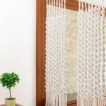 Handcrafted Macrame Wall Hanging – Bohemian Doorway Beads Alternative – Premium Door Curtain – 16pc Thick 8mm (5/16″) Rope Spiral – Cream Boho Bead Curtain for Doorway (78.7″)