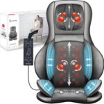 COMFIER Massager Chair with Heat, Shiatsu Neck Back Massager Portable with Compress & Rolling,Massage Chair Pad for Full Back,Neck,Full Body Pain, Gray