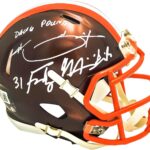 Hanford Dixon & Frank Minnifield Autographed Flash Brown Speed Mini Football Helmet “Dawg Pound” Beckett BAS Witness Stock #216720