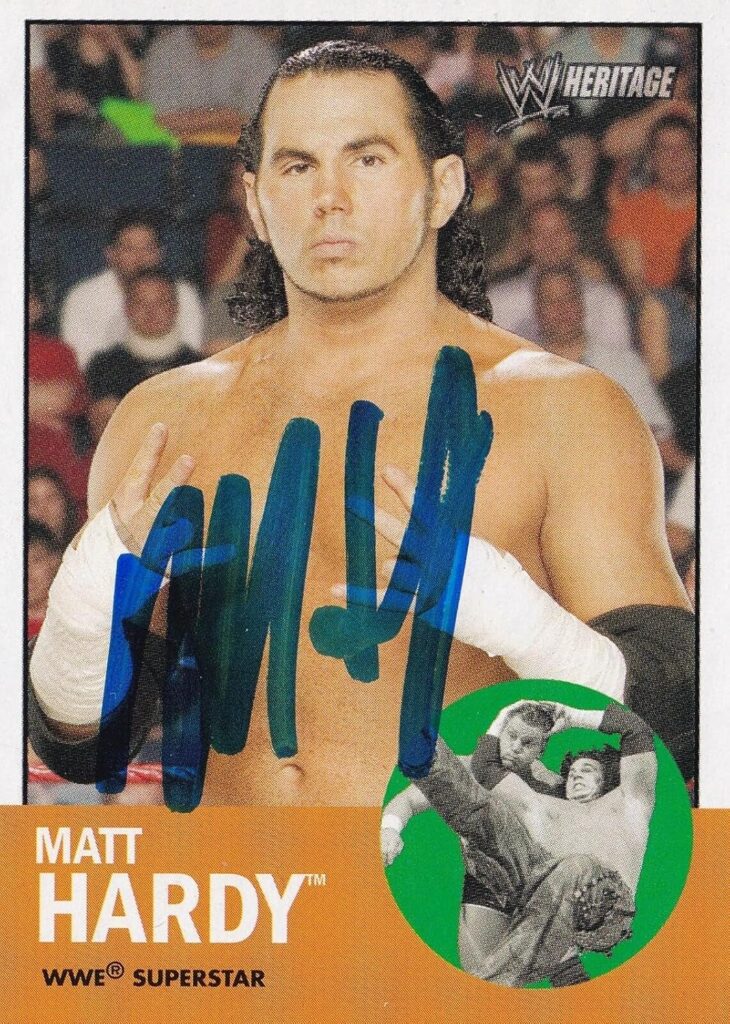 Matt Hardy Signed 2006 Topps Heritage II WWE Card #39 Autograph AEW TNA ROH ECW – Autographed Wrestling Cards