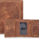 Tri fold Leather Wallet for Men with RFID | Slim Wallets for Men with 1 ID and 6 Credit card slots | Front Pocket Minimalist