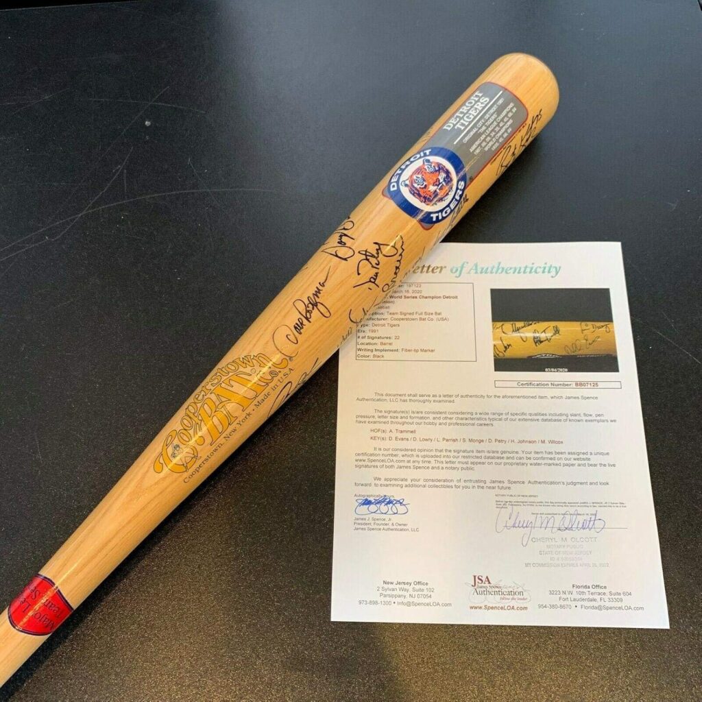 Topps 1984 Detroit Tigers World Series Champs Team Signed Bat 22 Sigs Jsa Coa – Autographed Mlb Bats