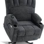 MCombo Oversized Power Lift Recliner Chair for Elderly, Lift Chair with Heat and Massage, Lift Recliner for Big and Tall, Cup Holders, USB & Type C Ports, Fabric R7092 (Dark Grey, Oversize)
