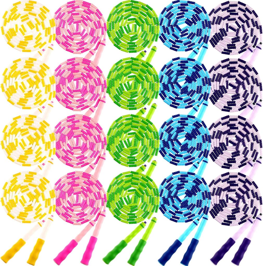 Yunsailing 20 Pack Jump Ropes for Adults Kids, 9.2 Feet Adjustable Length Free Segmented Skipping Rope Bulk Soft Beaded Jumping Ropes for Women Men Exercise Training Workout Weight Loss