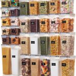 Vtopmart 32pcs Airtight Food Storage Containers Set, BPA Free Plastic Kitchen and Pantry Organization Canisters with Lids for Cereal, Dry Food, Flour and Sugar, Includes 32 Labels