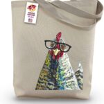 Chicken Tote Bag – Chicken Lover Gift – Chicken with Glasses Totes – Chicken Gifts for Mom – Handmade Totes – Chicken Canvas Totes – Cute Chicken Reusable Shopping Bag – Grocery Bag – Beach Bag