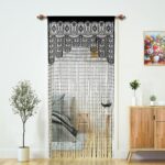 YaoYue Macrame Lace Door String Curtain for Doorways,Boho Curtains Backdrop Panel Hippie Door Frame Hanging Wedding Decor Room Divider Ktchen Wall Closet Window Bedroom Decoration(35×79in,Black,2 Pcs)
