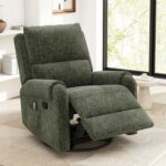 Christopher Knight Home Harper Massage Recliner Chair with 8 Modes, Chenille Upholstered Recliner Sofa, Swivel Massage Chair with a Side Storage Pocket for Living Room/Bedroom, Head Support, Green