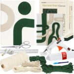 Macrame Kit for Beginners – DIY Rope Canvas Wall Art Kit with Ropes Supplies & Tools | DIY Macrame Art Wall Hanging Decor Starter Set, Craft Kits for Adults, Boho Aesthetic Home Decoration (Green)
