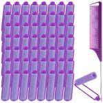 56Pcs Sponge Rollers Set, Self-Grip Heatless Foam Curlers for Long, Medium & Short Hair, Hair Volumizing Rollers with Pintail Comb