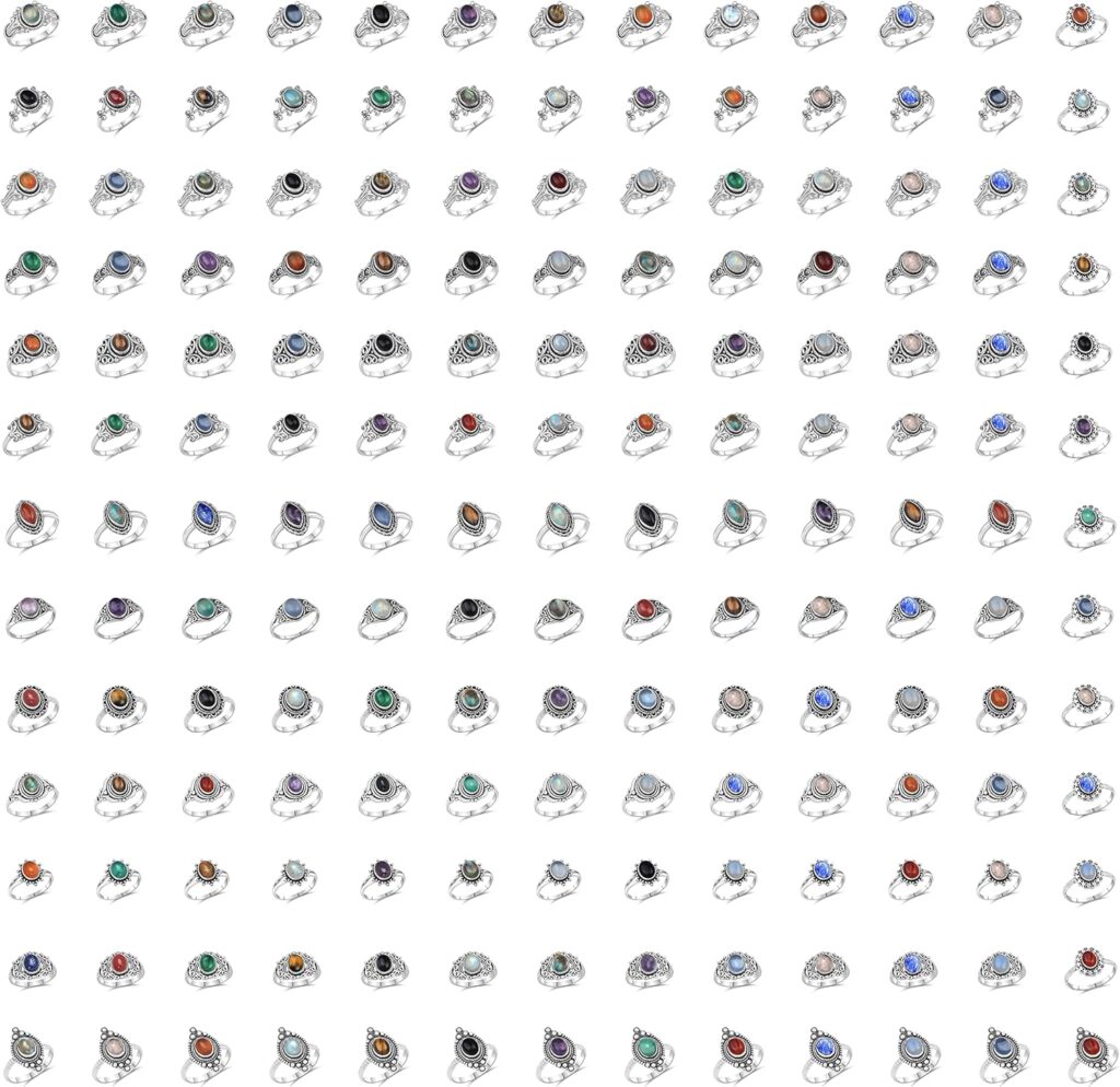 Wholesale Set Of Silver Plated Handmade Rings for Women Girls Stackable Vintage Midi Finger Rings Sizes US/CA 6-10 Rings