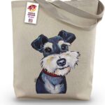 HIPPIE HOUND STUDIOS Schnauzer Tote Bag – Schnauzer Lover Gift – Gifts for Mom – Handmade Totes – Schnauzer Canvas Totes – Cute Schnauzer Reusable Shopping Bag – Grocery Bag – Handbag – Beach Bag