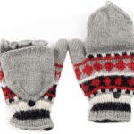Tibetan Socks Hand Knit Wool Fleece Lined Convertible Fingerless Glove Mittens