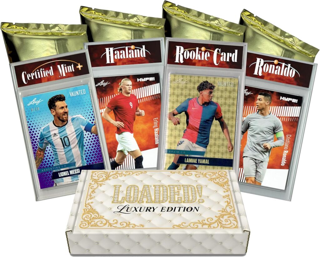 LOADED! LUX Soccer Limited Edition Collector’s Box: 4 Certified Mint+ Leaf Rookie Cards & Rarities – Lamine Yamal, Lionel Messi, Pele, Cristiano Ronaldo & More