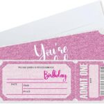Birthday Invitations, 20 Pcs Double Sided Fill In Pink Style VIP Tickets Invites With Envelopes For Girls Teens Birthday, Party Favors And Supplies(3 X 8 In)- A03