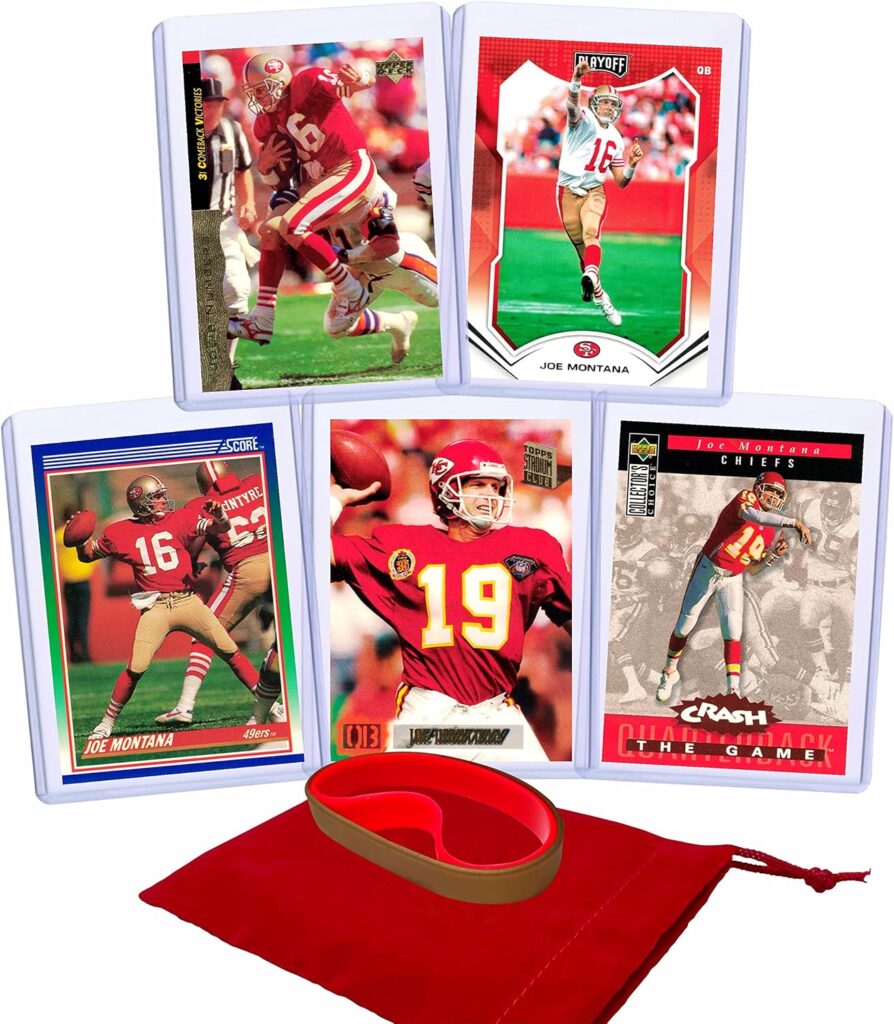 Joe Montana Football Cards (5) Assorted Bundle – San Francisco 49ers Trading Card Gift Set