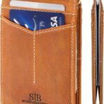 SERMAN BRANDS RFID Blocking Wallet Slim Bifold – Genuine Leather Minimalist Front Pocket Wallets for Men with Money Clip Gift (California Desert)