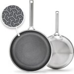 GreenPan Hybrid 9.5” & 11” Nonstick Stainless Steel Frying Pan Set, APEX Tri-Ply Thermobond PFAS-Free Ceramic Skillets, Induction & All Cooktop Compatible, Oven Temp to 850°F, Dishwasher Safe, Silver