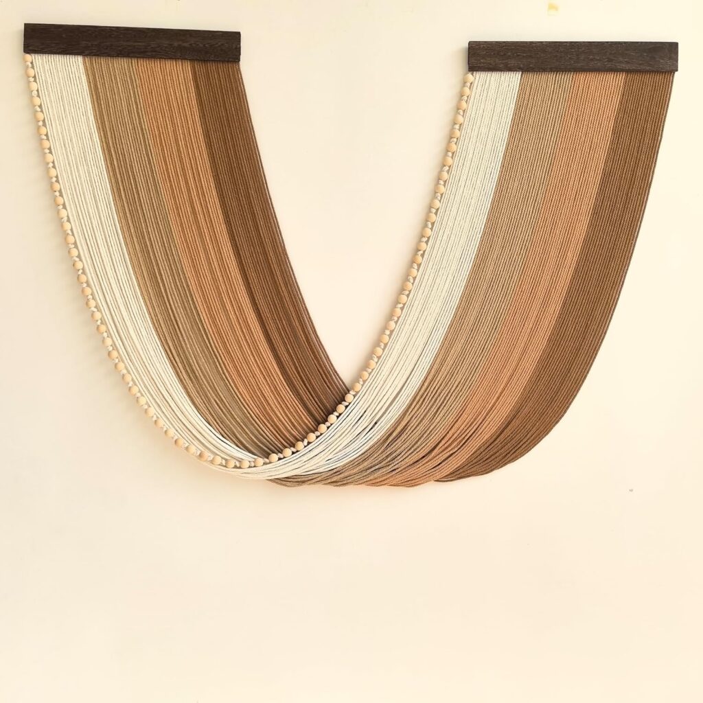 Large Macrame Wall Hanging, Boho Wall Tapestry Decor, Fiber Wall Art Background Decor for Living Room Bedroom – Modern Craftsmanship Headboard (Brown)