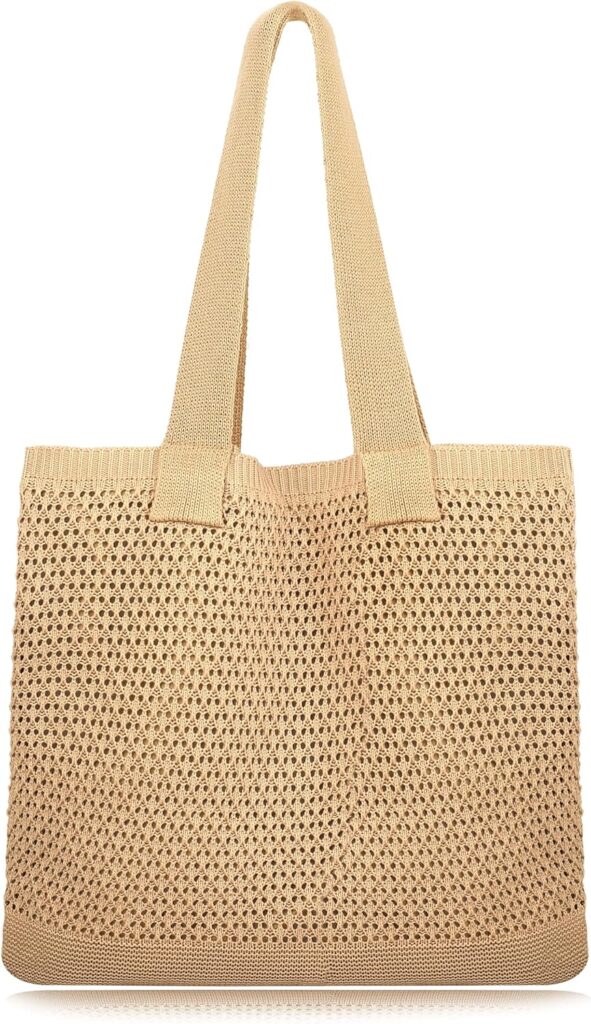 Beach Bag with added lining Crochet Tote Bag for Women Shoulder Bag Hobo Casual Handbags Shopping Work Bag