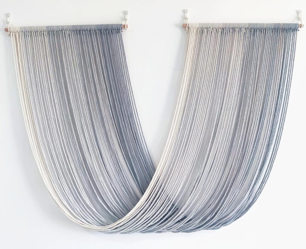 Qulbuj Macrame Wall Hanging Tie-Dye Yarn Tapestry Boho Home Decor 52″ Wx34 L, Grey