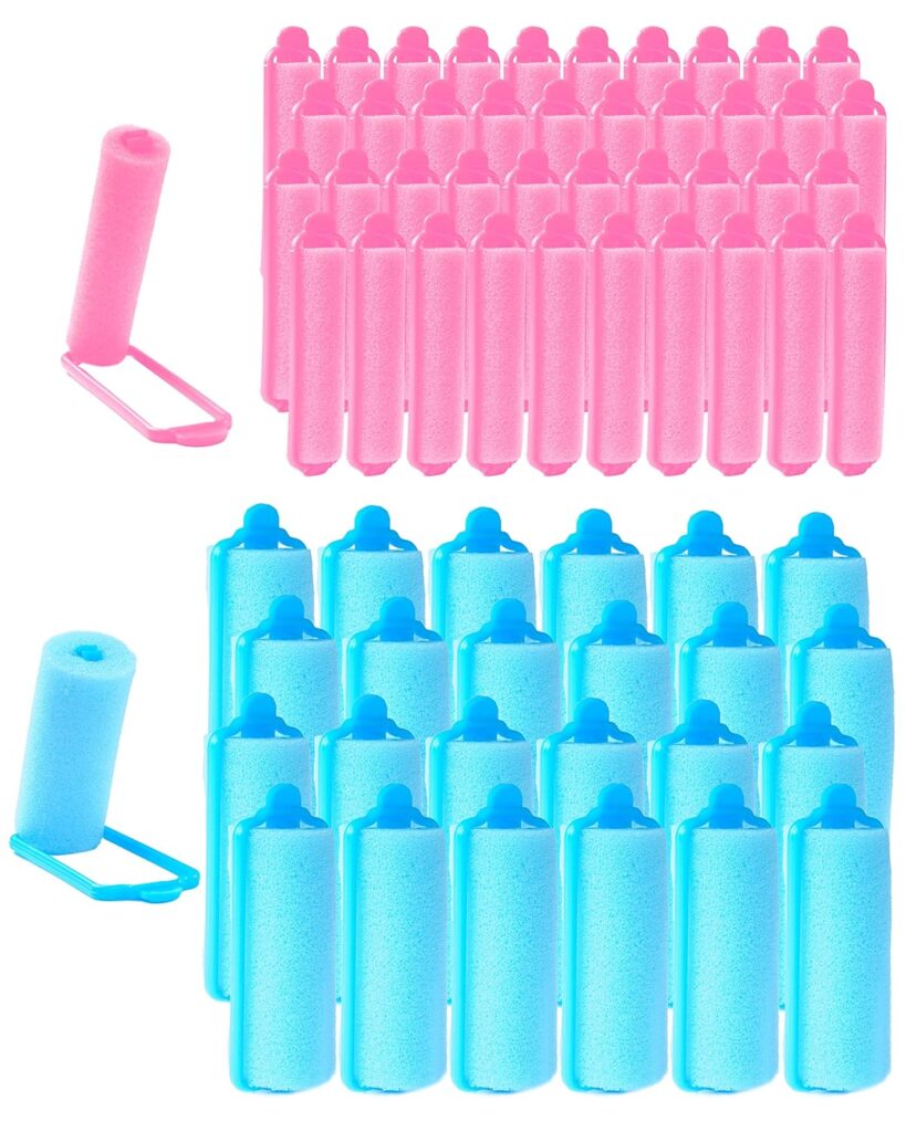 64 Pieces Sponge Hair Rollers: 2 Sizes for Medium Length Styling, Flexible Foam Curlers