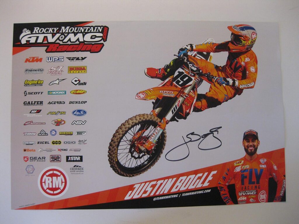 Justin Bogle, supercross, motocross, signed, autographed, 12×18 Poster, COA..