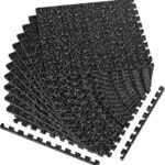 1/2in Thick 48 Sq Ft Rubber Top High Density EVA Foam Exercise Gym Mats Non-Slip 12 Pcs – Interlocking Puzzle Floor Tiles for Home Gym Heavy Workout Equipment Flooring – 24 x 24in Tile, Black & White