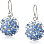 Amazon Essentials Sterling Silver Pressed Flower Circle Drop Earrings