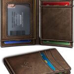 BULLIANT Slim Wallet For Men 12Cards,Easy Leather Wallet Card Holder Money Clip With Simplified Bill Folder&Magnetic Closure -RFID Blocking