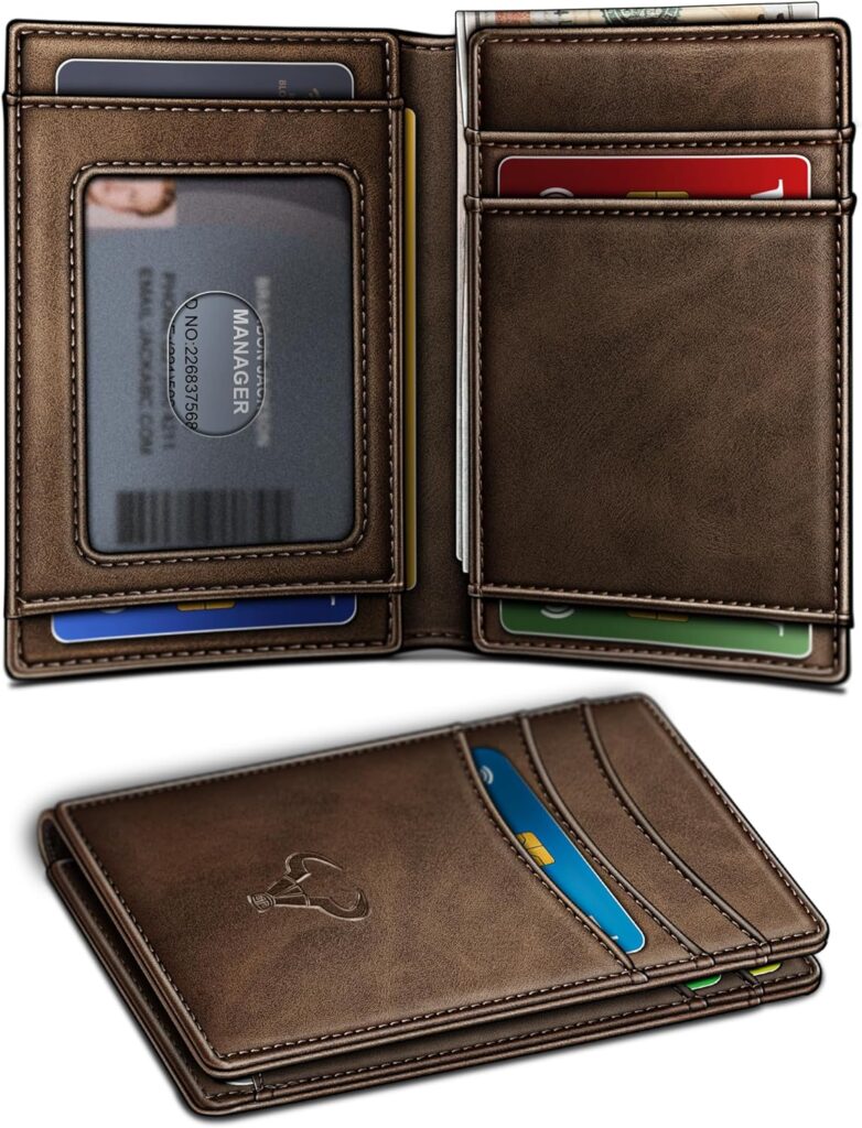 BULLIANT Slim Wallet For Men 12Cards,Easy Leather Wallet Card Holder Money Clip With Simplified Bill Folder&Magnetic Closure -RFID Blocking