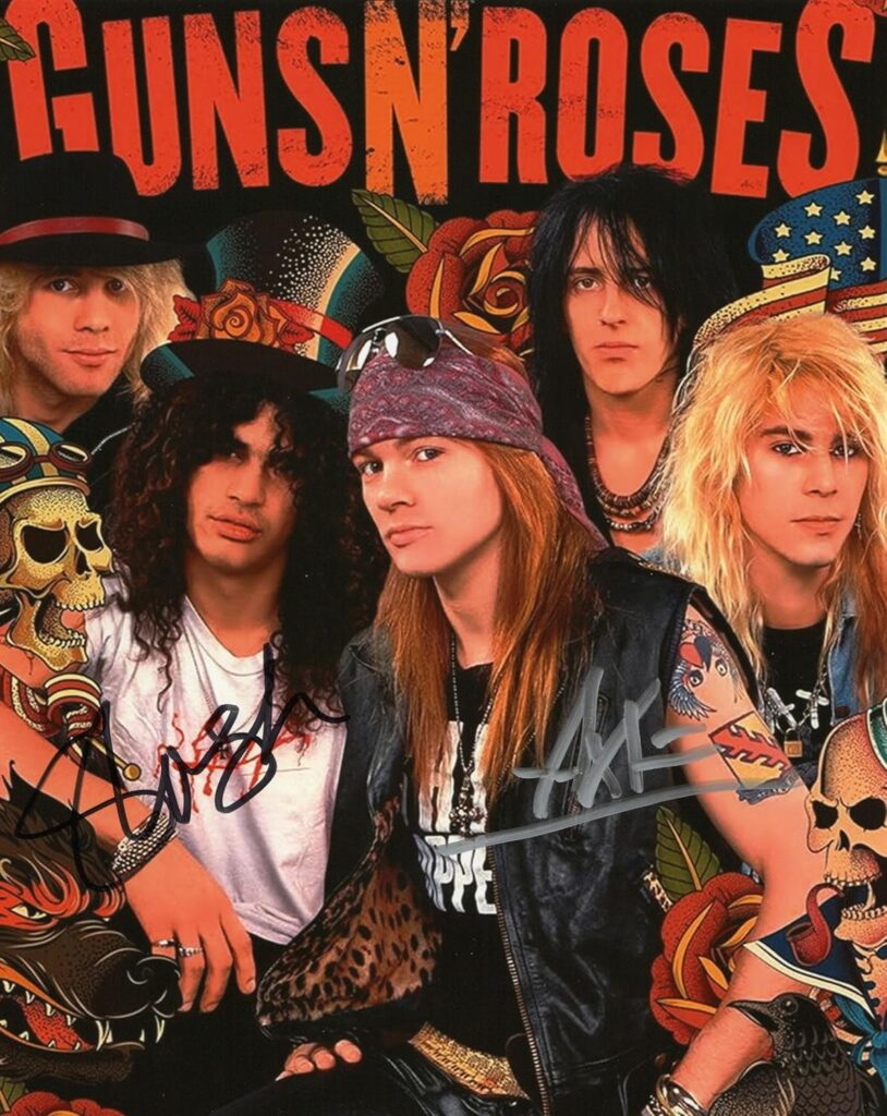 RP Axl Rose & Slash GNR Signed Photo 8×10, Reprint COA Certificate of Authentication Autographed Music Poster