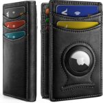 BULLIANT Men Airtag Wallet,Slim Wallet Money Clip Card Holder Magnetic Closure 12 Cards in Front Pocket RFID Blocking