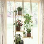 Window Plant Shelves Macrame Plant Hanger Floating Shelves Window Sill Shelf for Plants Hanging Plant Stand Indoor Window Plant Holder Boho Decor Living Room Bedroom Wall Decor