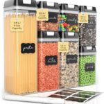 Simply Gourmet Airtight Food Storage Containers with Lids – 7 Piece Assorted Size Kitchen Pantry Organization Set, BPA-Free Clear Plastic, Stackable Containers for Cereal, Flour, Sugar, Rice, Snacks