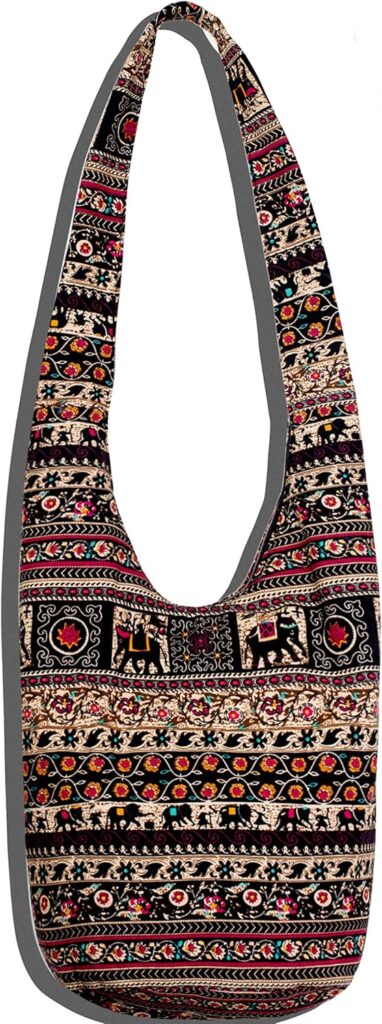 Hippie Crossbody Bag Thai Top Zip Hobo Sling Bag Handmade Hipster Messenger Bag