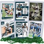 Philadelphia Eagles Super Bowl LVII Football Card Bundle, Set of 6 Assorted Jalen Hurts Miles Sanders Fletcher Cox Darius Slay Devonta Smith AJ Brown Football Cards Protected by Sleeve and Toploader