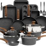 Kitchen Induction Cookware & Bakeware Set – 30 Piece Black Granite Cooking Pans Set, Non-Stick Pots and Pans Set