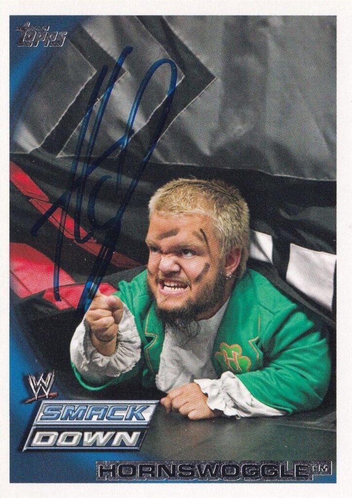 Hornswoggle Signed 2010 Topps WWE Card #44 Little Bastard Impact GCW Autograph – Autographed Wrestling Cards