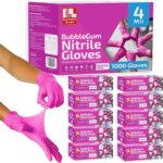 4 Mil – Fuchsia Pink Nitrile Gloves – Disposable Latex Free & Powder Free– Chemical Resistant, Pink Rubber Gloves