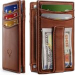 BULLIANT Magnetic Closure Slim Wallet-Genuine Leather Front Pocket Wallet for Men,RFID Blocking,Holds 12 Cards and Money Clip