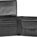 POKOFO RFID Blocking Genuine Leather Bifold Wallet for Men with Zipper and Coin Pocket