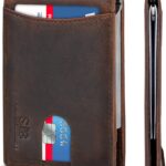 SERMAN BRANDS RFID Blocking Slim Bifold Genuine Leather Minimalist Front Pocket Wallets for Men with Money Clip Thin Mens