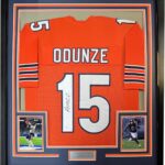 Framed Autographed/Signed Rome Odunze 35×39 Chicago Orange Football Jersey JSA COA